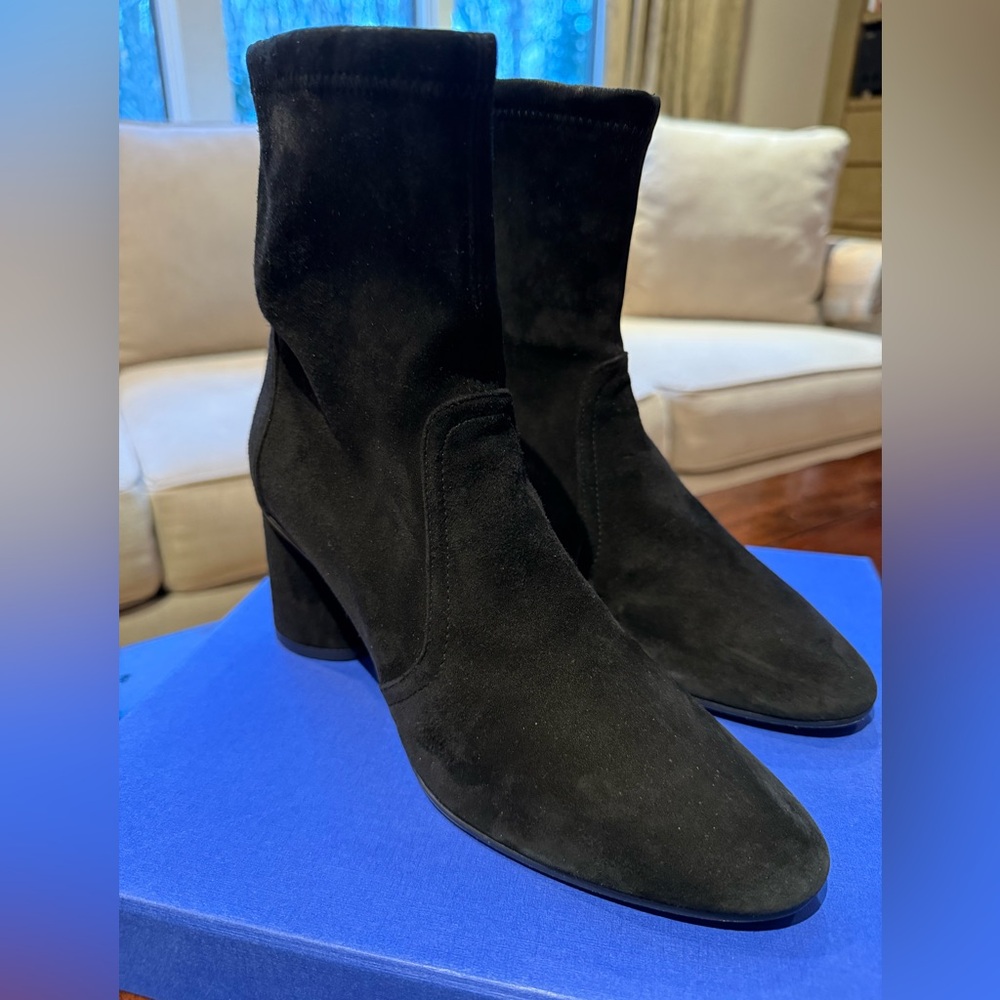 Stuart Weitzman Margot Black Suede Women's Sock Bootie
